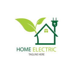 Fototapeta premium eco friendly electric house logo design 