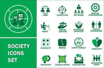 Community sector icons collection. Solid vector icons collection.