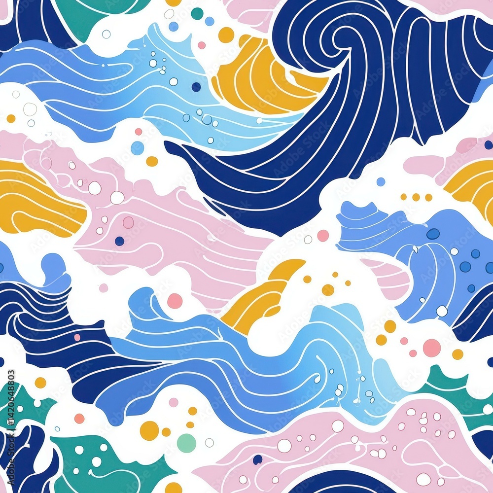Aufkleber colorful abstract ocean waves design with flowing patterns and vibrant hues.