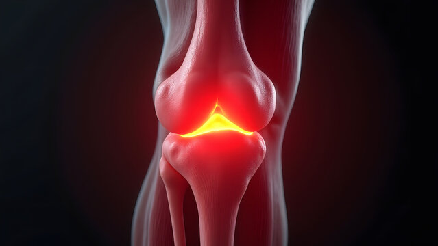 A three-layered tendon glowing red/pearl with muscle fusion. Ideal for knee extension studies.