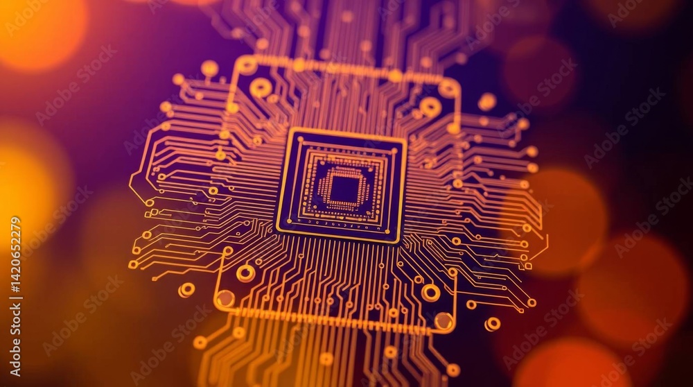 Poster Futuristic technology background with circuit board and processor design