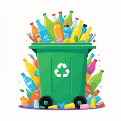  trash can filled with recyclable plastic items