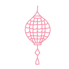 Chinese lantern line art vector illustration