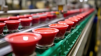 Obraz premium Automated production line with machines assembling components in perfect synchronization