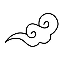 Obraz premium Chinese cloud vector icon in curly style