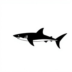 Simple black shark on white background