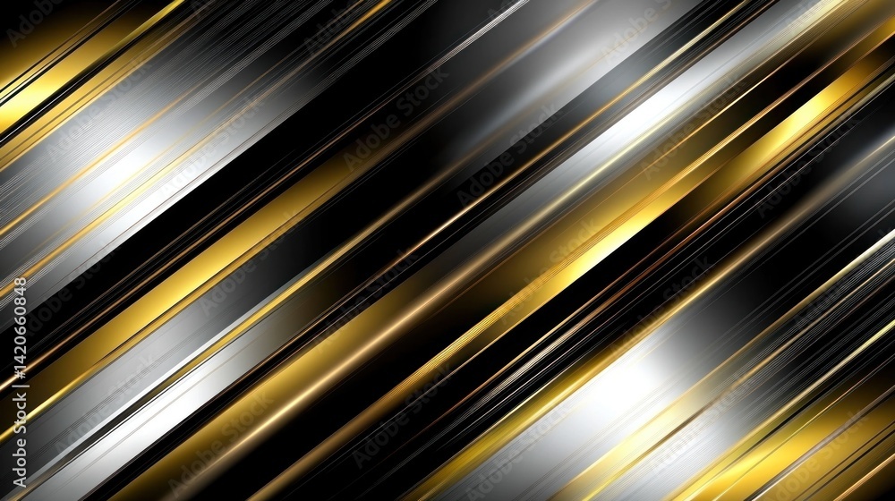 Poster diagonal lines of gold black and silver create an abstract design