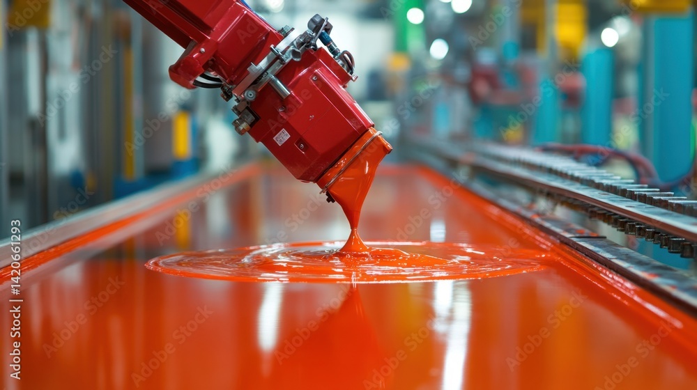 Poster robotic system applying coatings evenly on components in production
