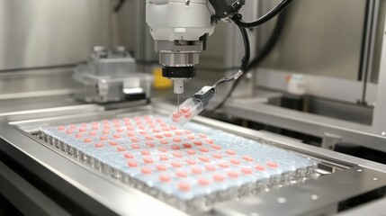 Robotic arm precisely placing items on a fast-moving packaging line