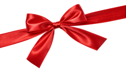 Red bow and ribbon. Realistic holiday decoration