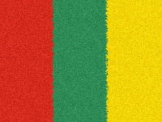 Fototapeta premium An abstract background image with three vertical stripes of red, green, and yellow with a slightly textured appearance and slightly irregular edges between the colors.