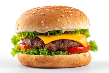 studio photo of a hamburger on a white background, isolated
