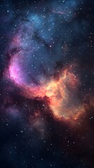 Obraz premium Stunning cosmic nebula image with vibrant colors and countless stars. Ideal for space-themed projects, backgrounds, and artistic inspiration.