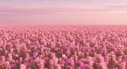 Obraz premium Pink Flower Field at Sunset