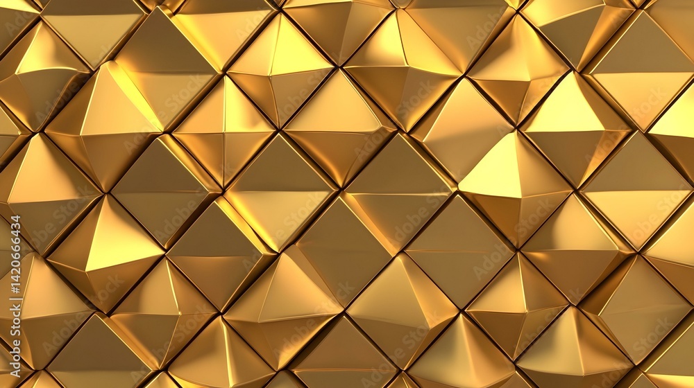 Poster abstract gold geometric background. shiny metallic triangular pattern. luxurious texture. ideal for 