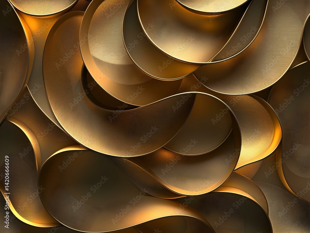 Aufkleber abstract gold textured background with wavy, overlapping shapes creating a luxurious, elegant design