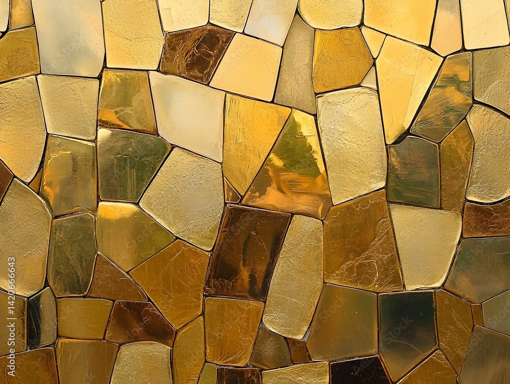 Aufkleber abstract gold mosaic texture background. irregular gold and bronze shapes create a luxurious, artist