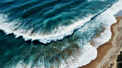 Fototapeta premium Powerful ocean wave crashing on a sunny California beach