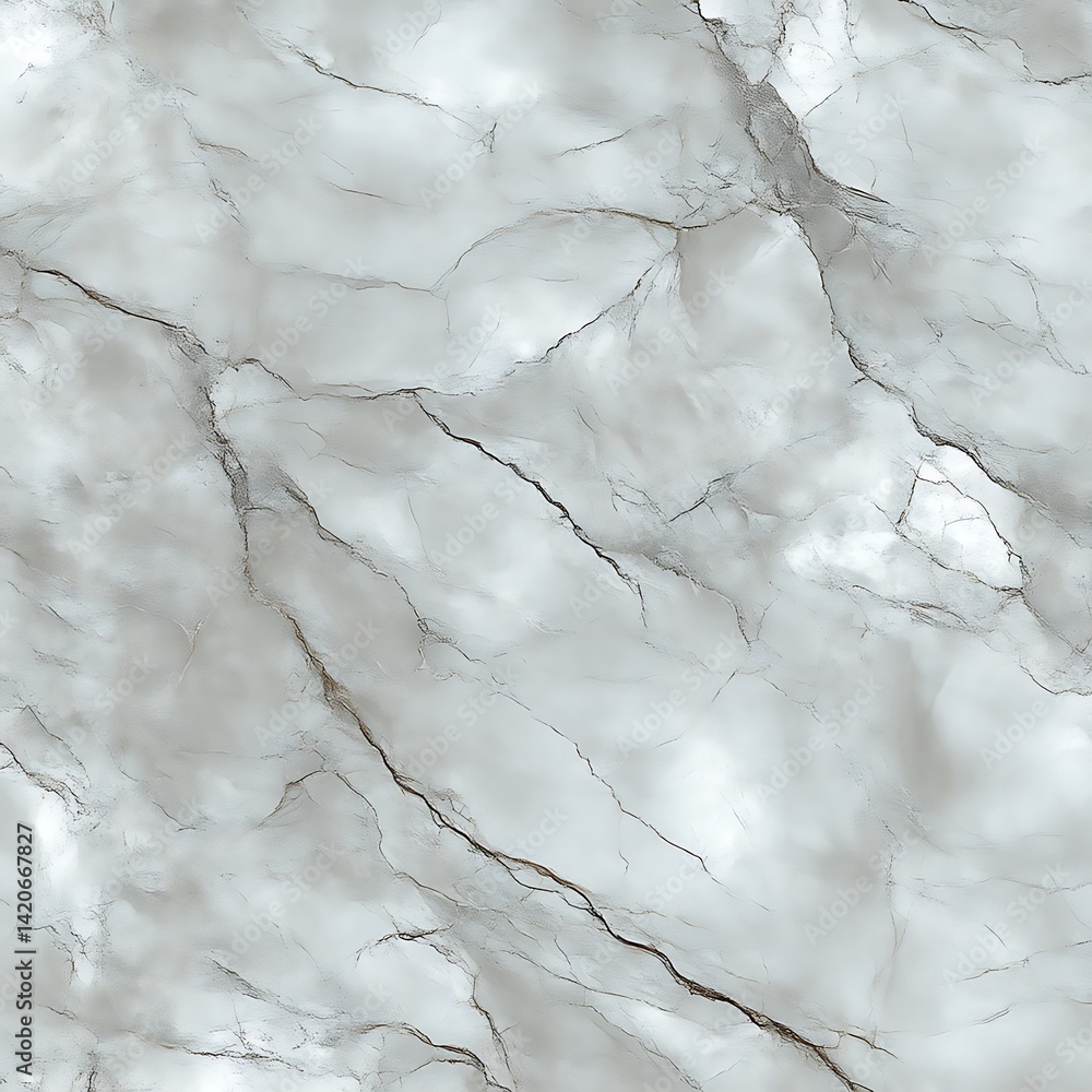 Poster a detailed close-up view of a light gray marble slab. veins and patterns are clearly visible through