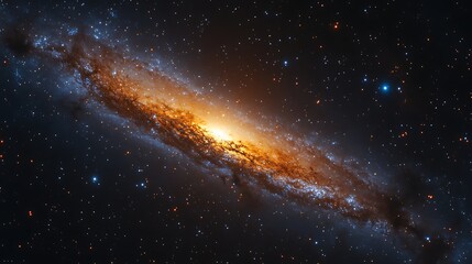 Fototapeta premium Vibrant Nebula in Deep Space, A vibrant nebula with blue and orange hues surrounded by stars in deep space