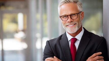 Fototapeta premium Confident businessman with a smile, arms crossed, professional look