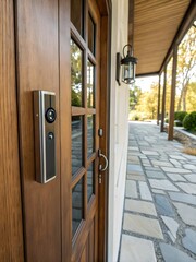 Smart doorbell camera enhancing home security and convenience in a modern entryway