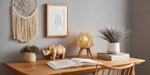 Cozy study nook with natural decor