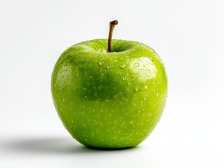 studio photo of a green apple on a white background