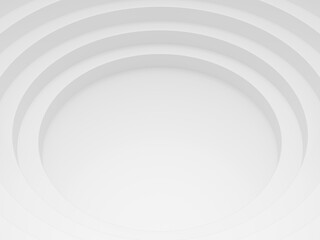 Obraz premium 白い同心円状の階段背景 斜め視点 3DCG