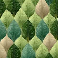 Serene Green Leaf Pattern: A Stylish Botanical Art Deco Design