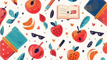Hand-Drawn School Supply Doodle Pattern on Black Background