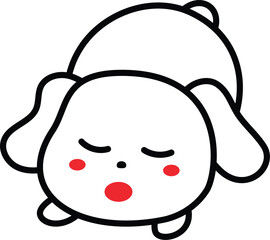 Cute Sleeping Puppy Cartoon with Blush Cheeks Illustration