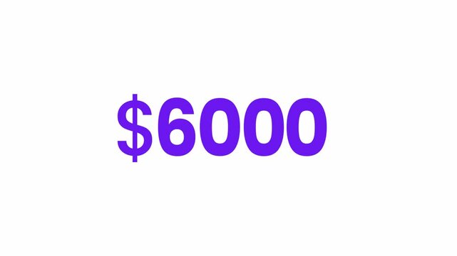 USD 6000 Text Animation. Alpha matte with transparent background 4K resolution.
