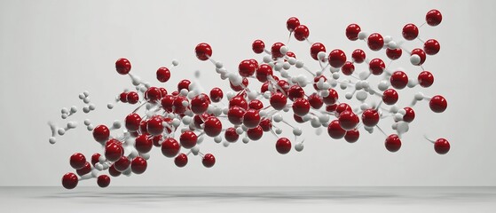 High tech representation of molecular reactions with glowing particles and chemical bonds forming in a