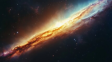 Fototapeta premium Stunning Spiral Galaxy in Space, A stunning spiral galaxy with bright core and swirling arms in space
