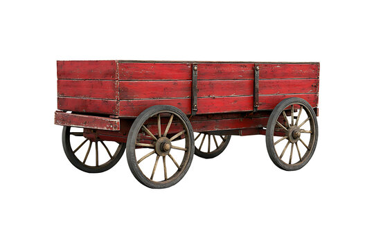A red wagon isolated on transparent background
