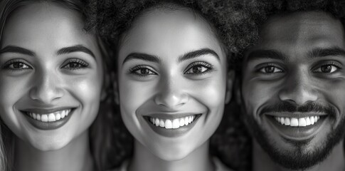 Fototapeta premium Smiling Diverse Friends Portrait Closeup