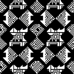Fototapeta premium Geometric Black and White Abstract Pattern: Bold Lines and Shapes