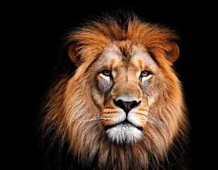 Fototapeta premium lion head on black, AI generated 