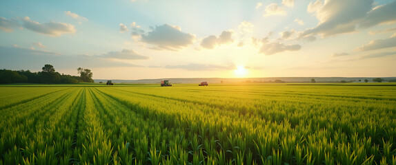 Fototapeta premium Empowering US Farmers: Sustainable Practices, Innovative Agribusiness, and Supportive Policies for Rural Prosperity - Photo Stock Concept with Left Space