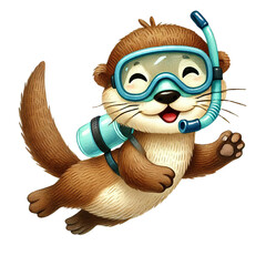 A playful otter enjoying underwater adventures while snorkeling.