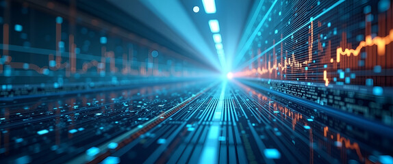 Fototapeta premium Contemporary Stock Image: Economic Patterns & Trade Tensions - Data-Driven Executive Perspectives, Predictive Modeling, Streamlined Design, Blank Space for Text Layers