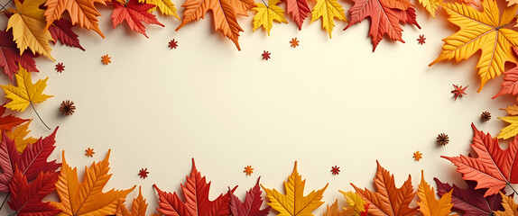 Sukkot border with seasonal leaves and traditional symbols providing space for personalized messages concept as Seasonal Sukkot frame with autumn leaves and traditional symbols for personalized text i