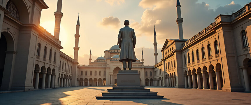 Timeless National Pride: Atat?rk Leadership Quotes in Historic Settings - Refined Compositions with Inspiring Backgrounds and Space for Text