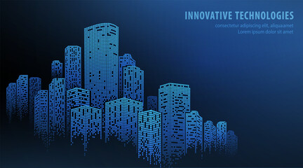 City buildings abstract background. Smart city, urban concept, real estate, organization office.