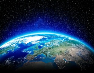  Planet earth globe view from space showing realistic earth surface and world map as in outer 