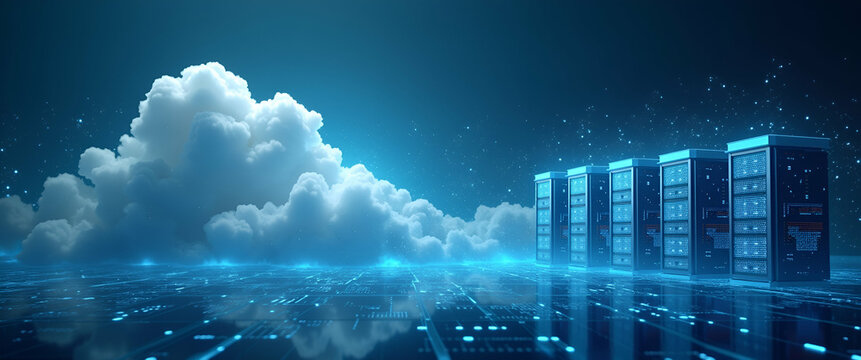 Visualizing the Dynamic Cloud Computing Industry: Modern Data Centers & Innovative Digital Platforms Driving Global IT Service Evolution & Market Leadership in Photo Stock Concept