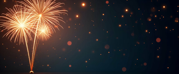 Bright fireworks and clock hands creating dynamic space for New Year resolution texts - Sparkling border for festive celebrations