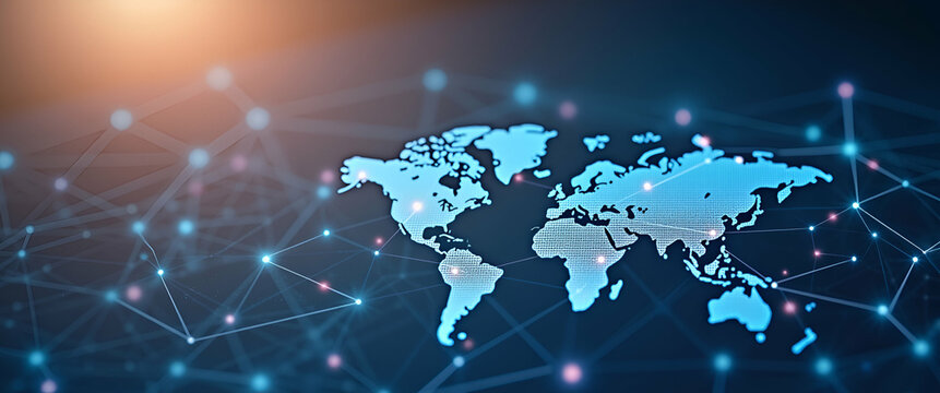 Minimalist wallpaper design featuring abstract network diagrams and digital connection lines representing cross border payment networks with modern fintech icons and ample empty space emphasizing secu