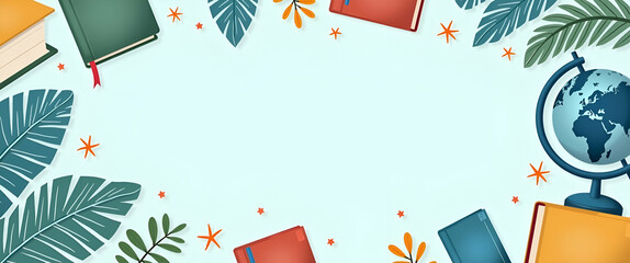 International Literacy Day border frame with globe and book copy space for text concept as Inspirational border featuring a globe and book symbolizing global literacy with space for personalized messa